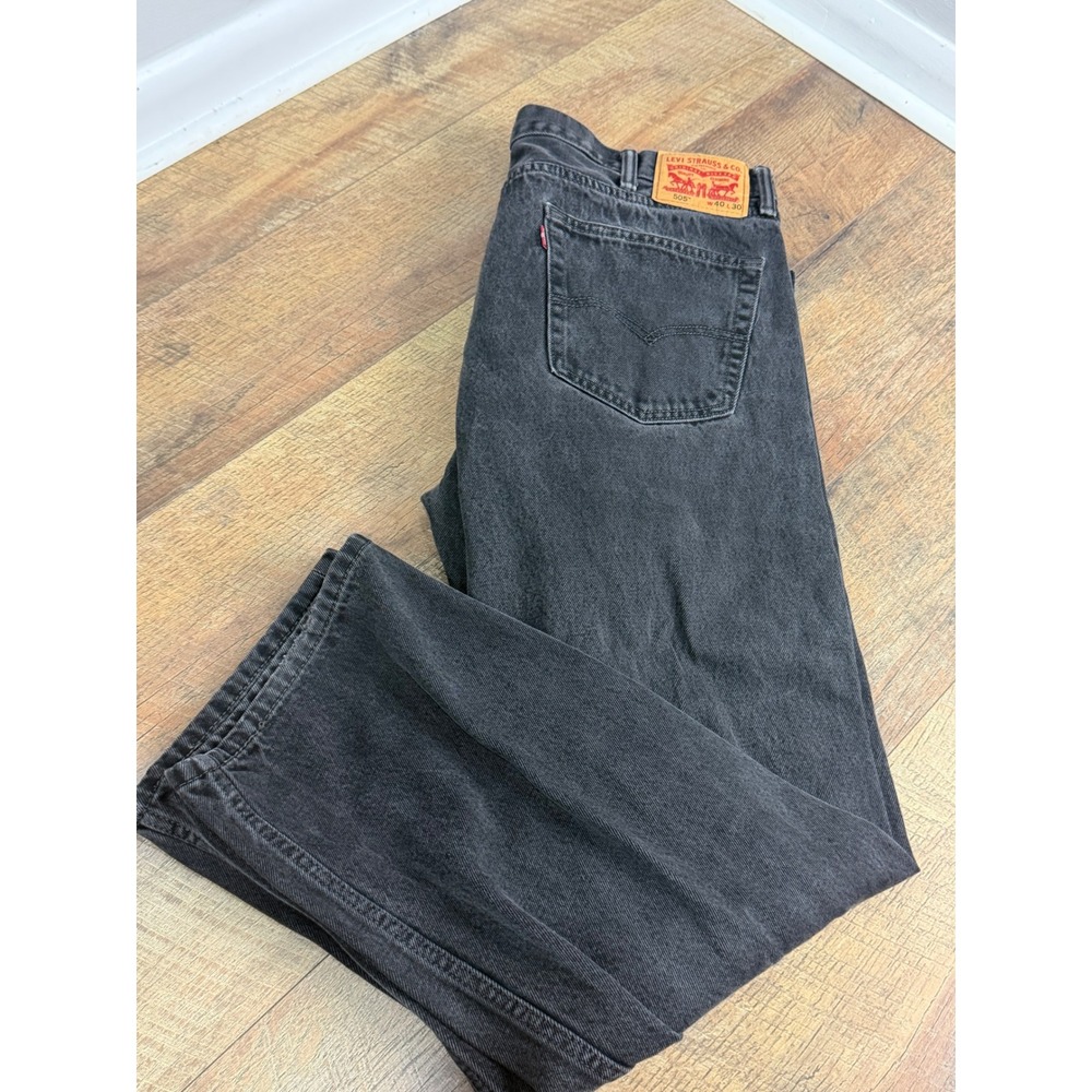 Levis 505 Regular Fit Jeans Mens 40x30 Faded Black Straight Leg Denim Pants